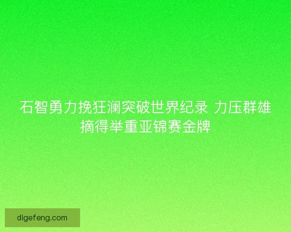 石智勇力挽狂澜突破世界纪录 力压群雄摘得举重亚锦赛金牌